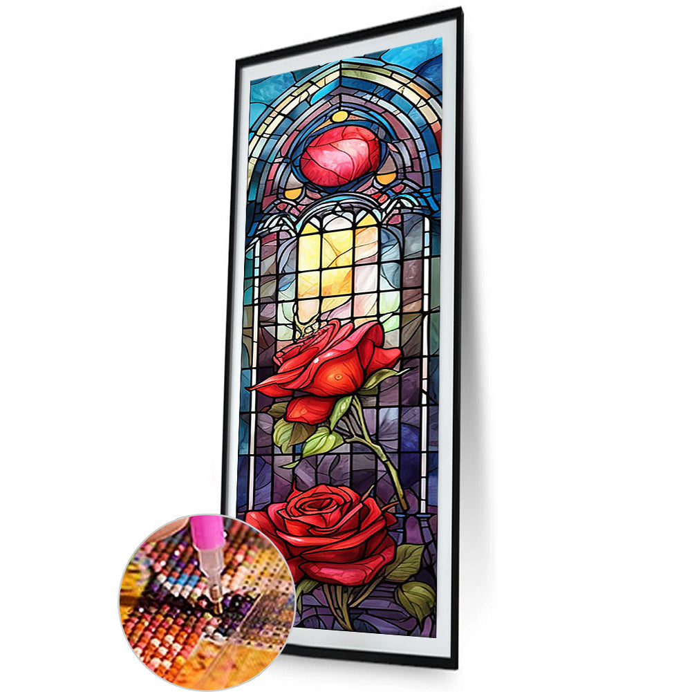 Rose Glass Painting - Full Round Drill Diamond Painting 30*90CM