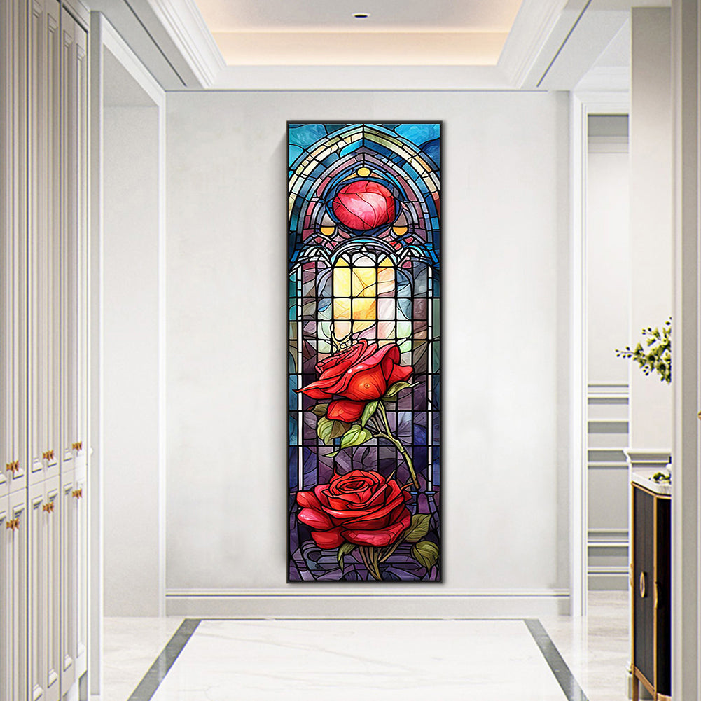 Rose Glass Painting - Full Round Drill Diamond Painting 30*90CM