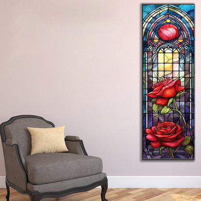 Rose Glass Painting - Full Round Drill Diamond Painting 30*90CM