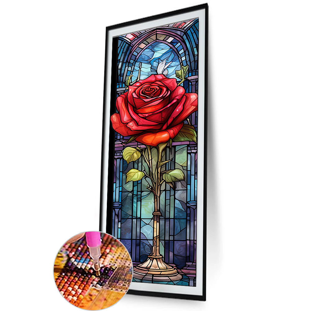 Rose Glass Painting - Full Round Drill Diamond Painting 30*90CM