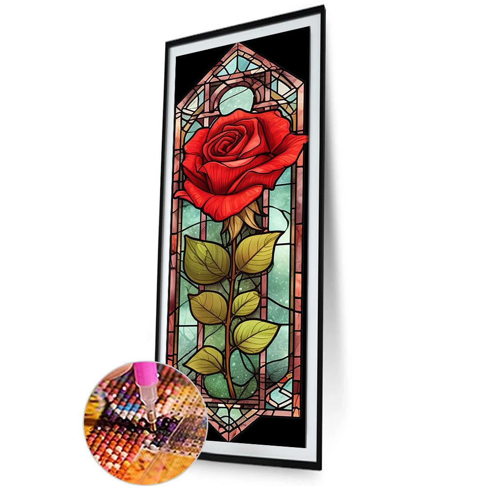 Rose Glass Painting - Full Round Drill Diamond Painting 30*90CM