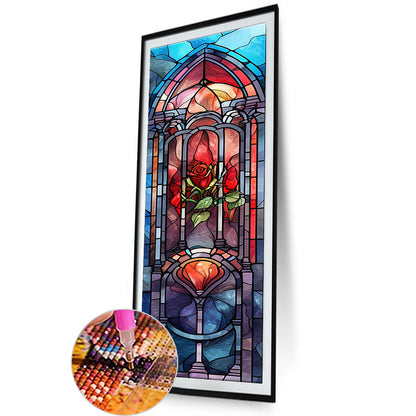 Rose Glass Painting - Full Round Drill Diamond Painting 30*90CM