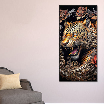 Vintage Carved Tiger - Full Round Drill Diamond Painting 40*80CM