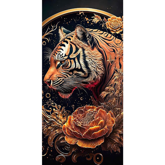 Vintage Carved Tiger - Full Round Drill Diamond Painting 40*80CM