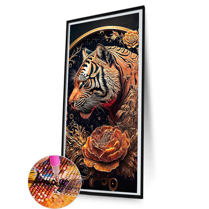 Vintage Carved Tiger - Full Round Drill Diamond Painting 40*80CM