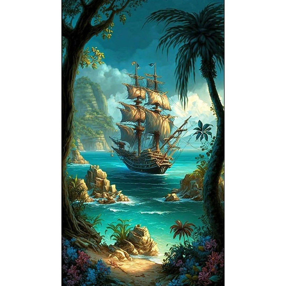 Sailing Boat - Full Round Drill Diamond Painting 40*70CM