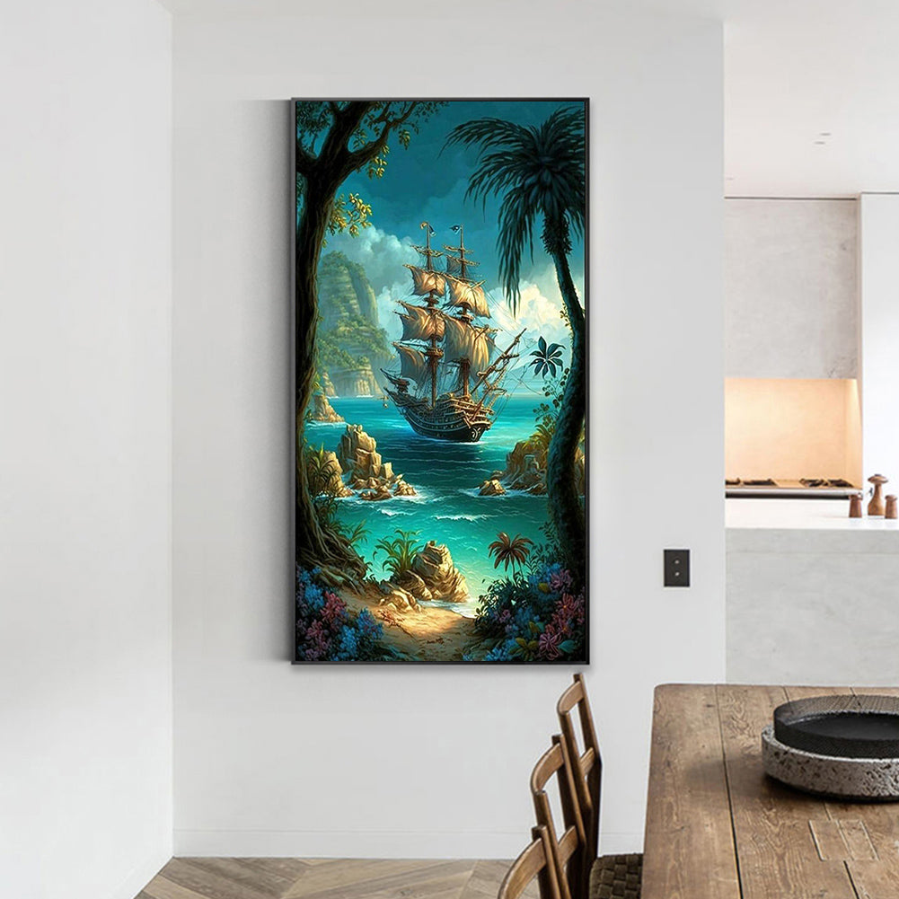 Sailing Boat - Full Round Drill Diamond Painting 40*70CM