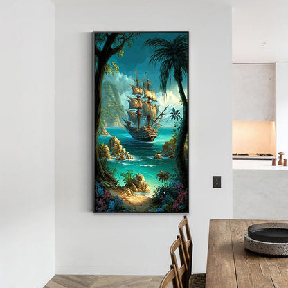 Sailing Boat - Full Round Drill Diamond Painting 40*70CM