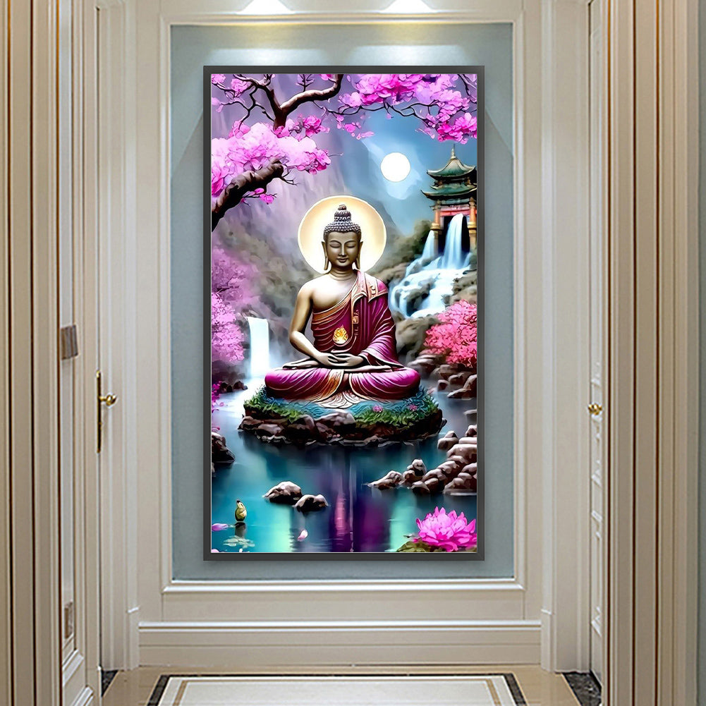 Lotus Buddha Statue - Full Round Drill Diamond Painting 40*70CM