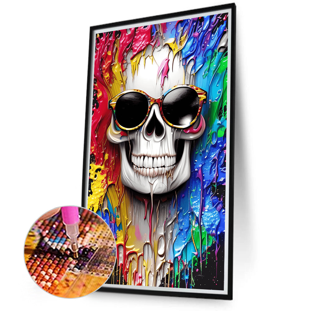 Personality Skull Wearing Sunglasses - Full Round Drill Diamond Painting 40*70CM