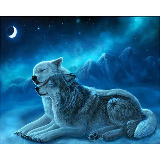 Wolf Under Snow Mountain - Full Round Drill Diamond Painting 50*40CM