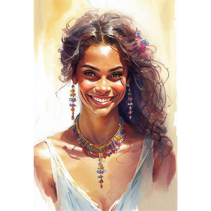 Smiling Girl - Full Round Drill Diamond Painting 50*70CM