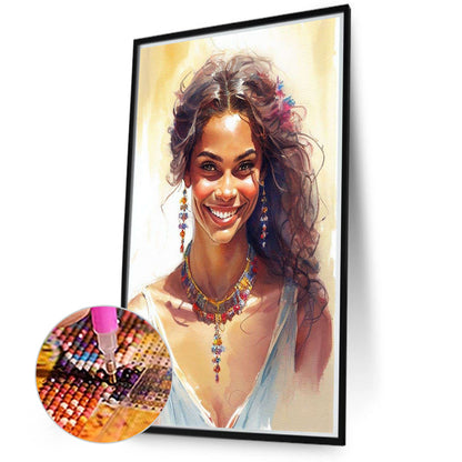 Smiling Girl - Full Round Drill Diamond Painting 50*70CM