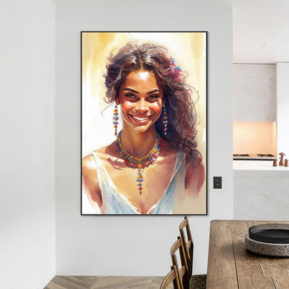 Smiling Girl - Full Round Drill Diamond Painting 50*70CM