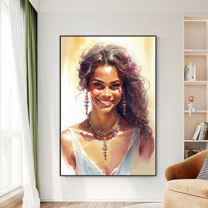 Smiling Girl - Full Round Drill Diamond Painting 50*70CM