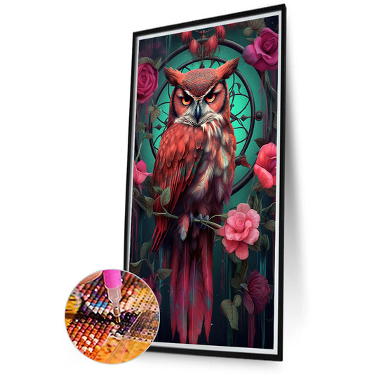 Flowers And Owls - Full Round Drill Diamond Painting 45*80CM