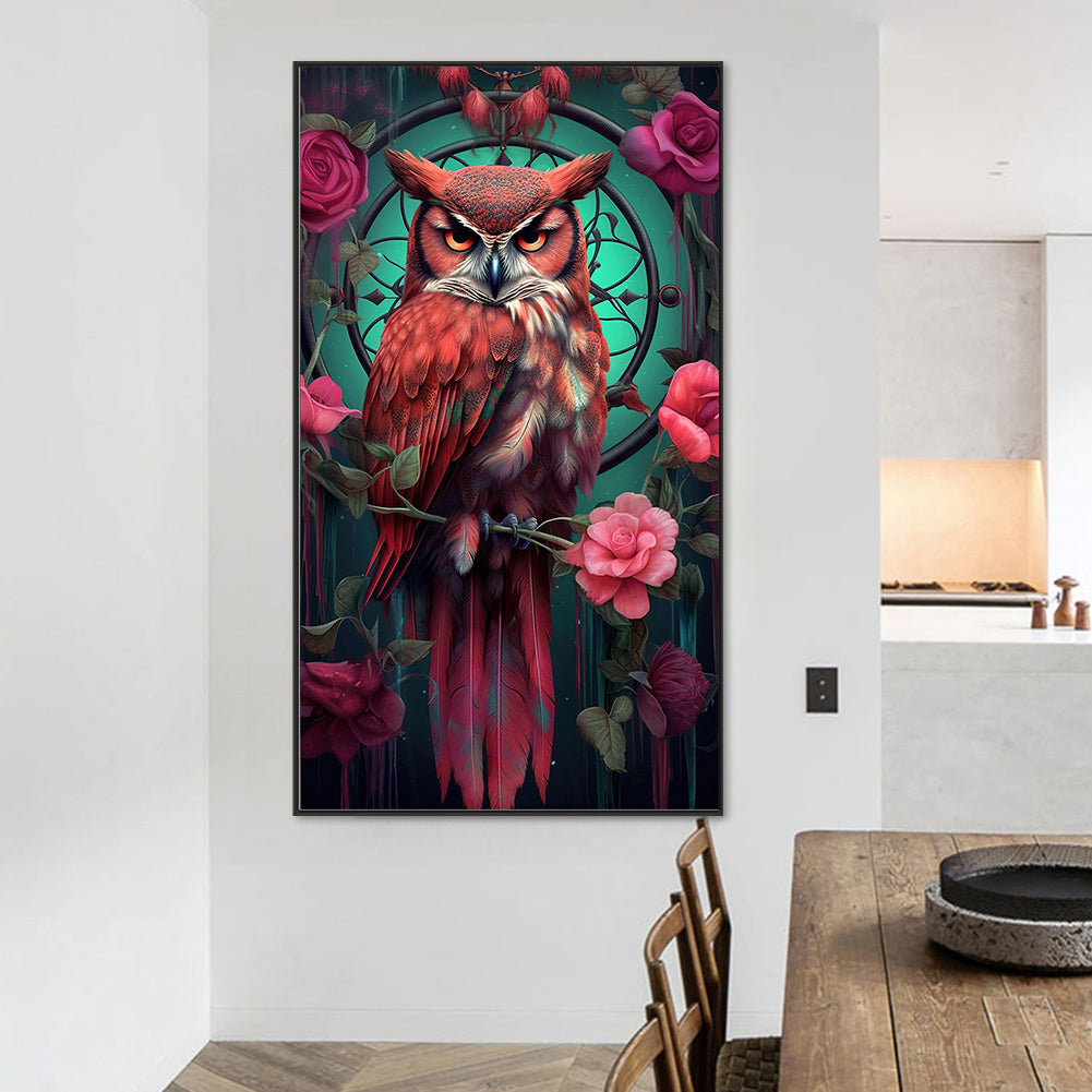 Flowers And Owls - Full Round Drill Diamond Painting 45*80CM