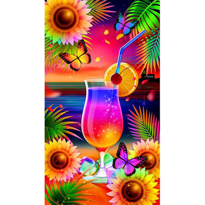 Abstract Rainbow Flowers With Juice - Full Round Drill Diamond Painting 45*80CM