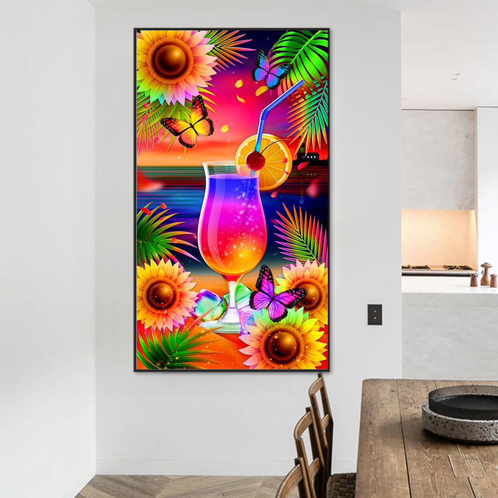 Abstract Rainbow Flowers With Juice - Full Round Drill Diamond Painting 45*80CM