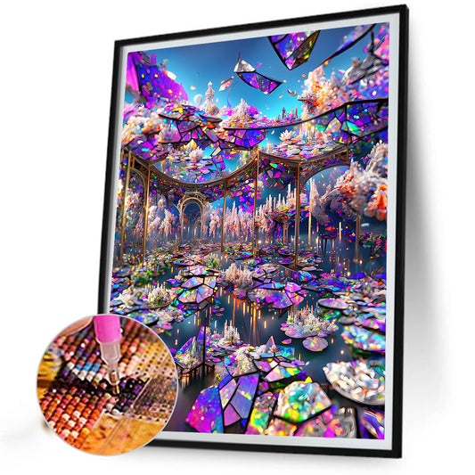 Glass Mirror Flower - Full Round Drill Diamond Painting 40*50CM