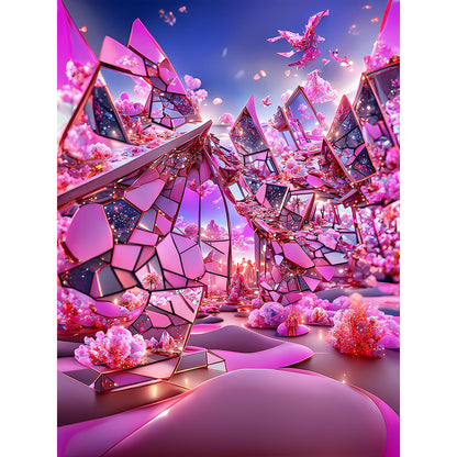 Glass Mirror Flower - Full Round Drill Diamond Painting 40*50CM