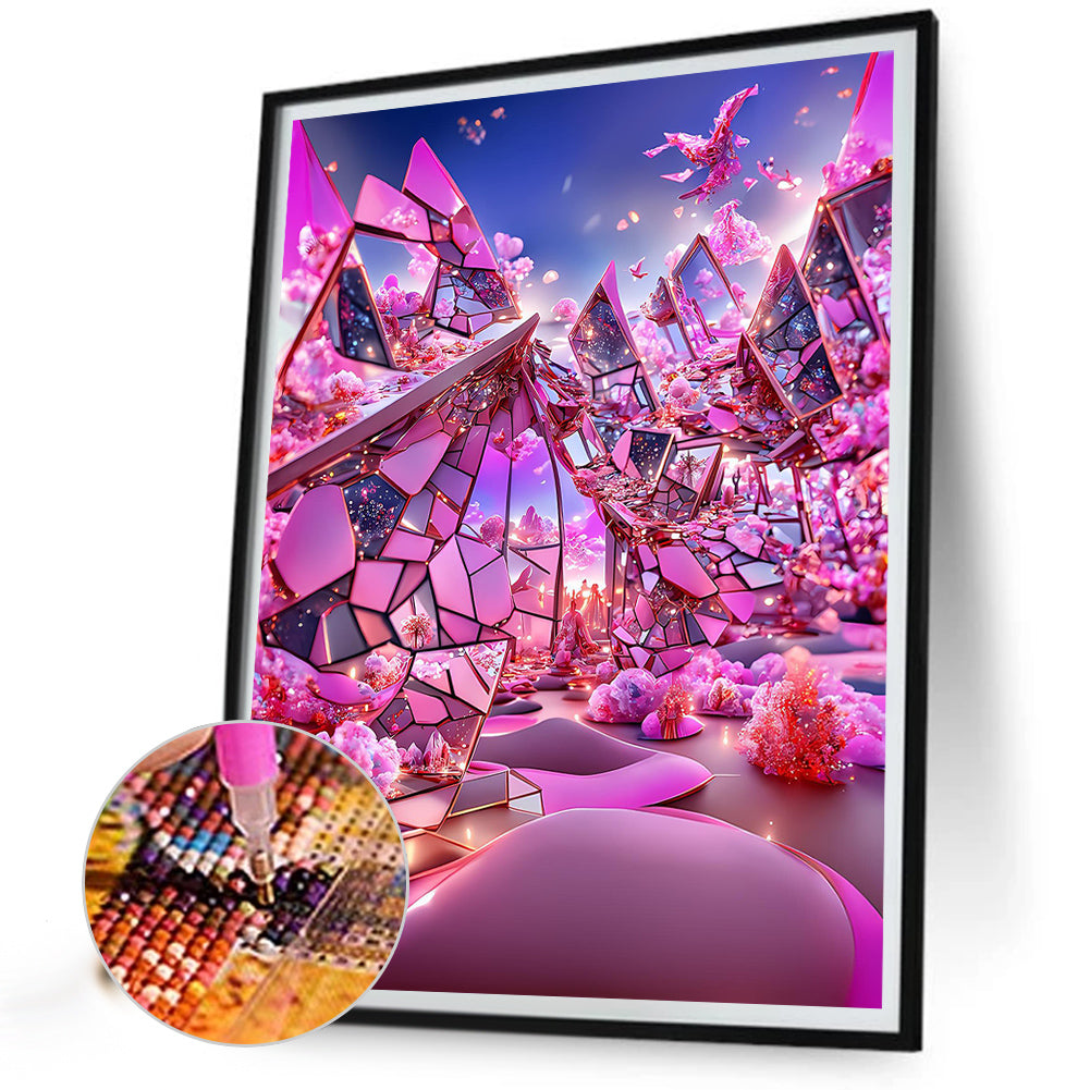Glass Mirror Flower - Full Round Drill Diamond Painting 40*50CM