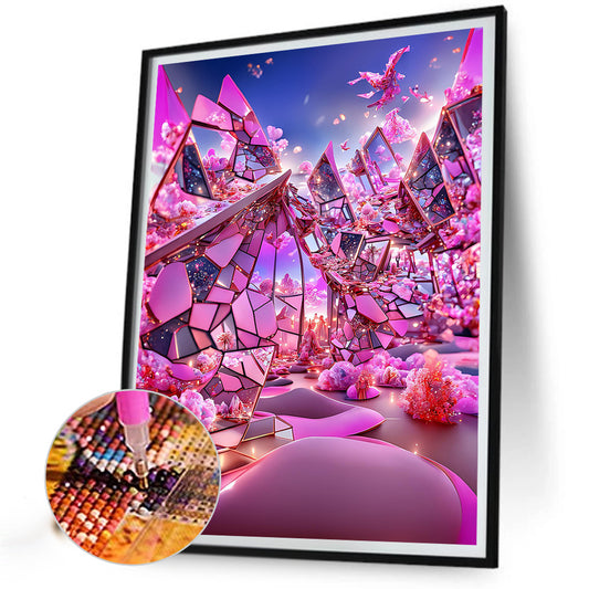 Glass Mirror Flower - Full Round Drill Diamond Painting 40*50CM