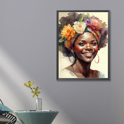 Woman With Flowers - Full Round Drill Diamond Painting 40*60CM