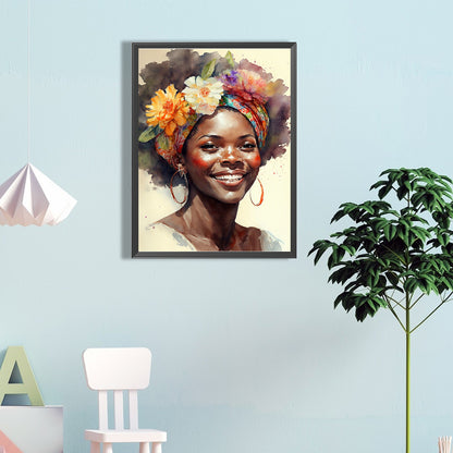 Woman With Flowers - Full Round Drill Diamond Painting 40*60CM