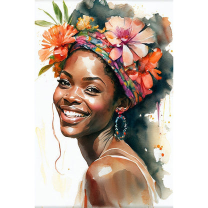 Woman With Flowers - Full Round Drill Diamond Painting 40*60CM