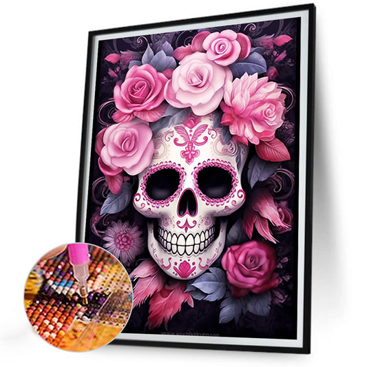 Flower And Skull - Full Round Drill Diamond Painting 30*40CM