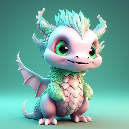 Little Green Dragon - Full Round Drill Diamond Painting 30*30CM