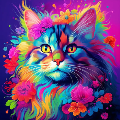 Colorful Cat - Full Round Drill Diamond Painting 30*30CM