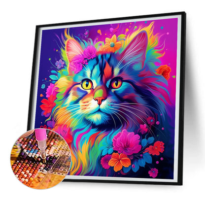 Colorful Cat - Full Round Drill Diamond Painting 30*30CM