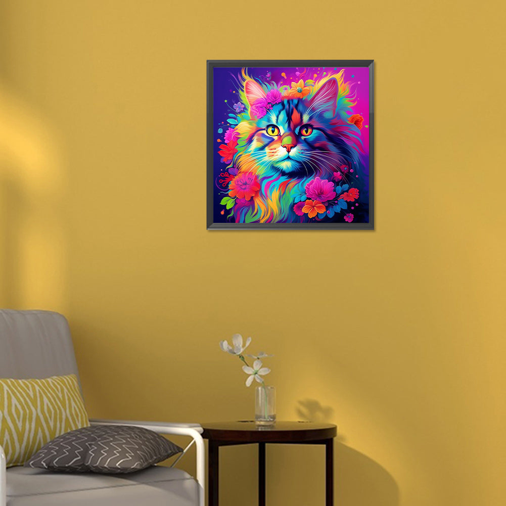 Colorful Cat - Full Round Drill Diamond Painting 30*30CM