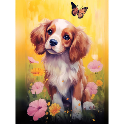 Puppy On The Grass - Full Round Drill Diamond Painting 30*40CM