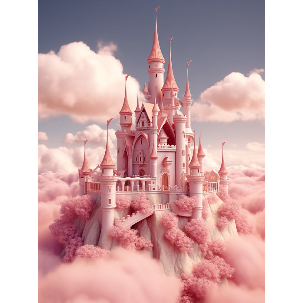 Pink Castle - Full Round Drill Diamond Painting 30*40CM