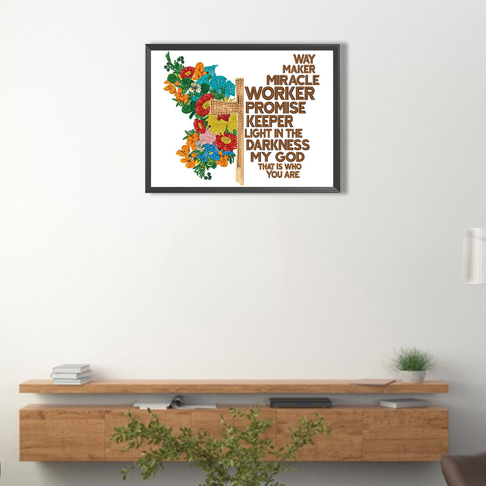 Butterfly Text - Special Shaped Drill Diamond Painting 40*30CM