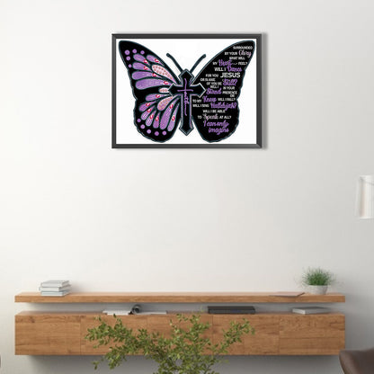 Butterfly Text - Special Shaped Drill Diamond Painting 40*30CM