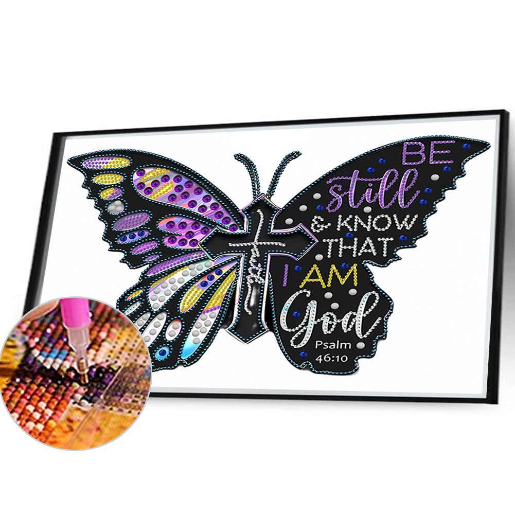 Butterfly Text - Special Shaped Drill Diamond Painting 40*30CM