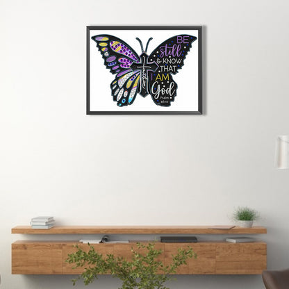 Butterfly Text - Special Shaped Drill Diamond Painting 40*30CM