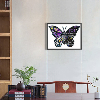 Butterfly Text - Special Shaped Drill Diamond Painting 40*30CM