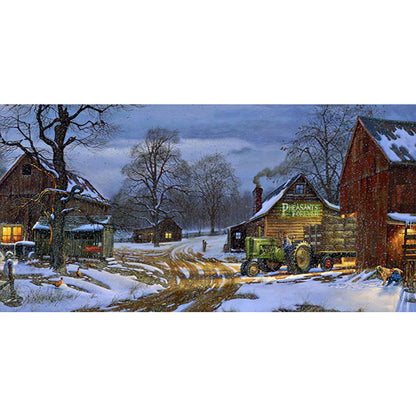 Snowy Countryside - Full Round Drill Diamond Painting 80*40CM