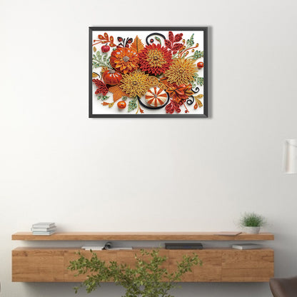 Autumn Pumpkin Paper Painting - Special Shaped Drill Diamond Painting 40*30CM