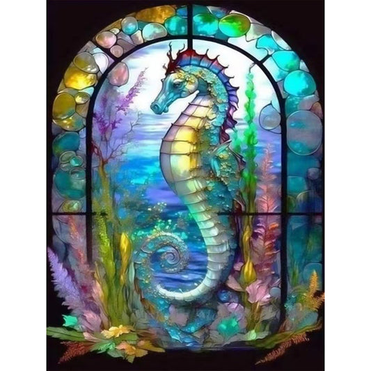 Seahorse Glass Painting - Full Round Drill Diamond Painting 30*40CM