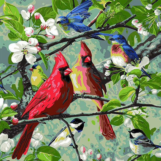 Branch Bird - Full Round Drill Diamond Painting 40*40CM