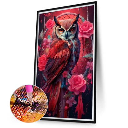 Red Owl - Full Round Drill Diamond Painting 40*70CM