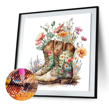 Flower Boots - Full Round Drill Diamond Painting 30*30CM