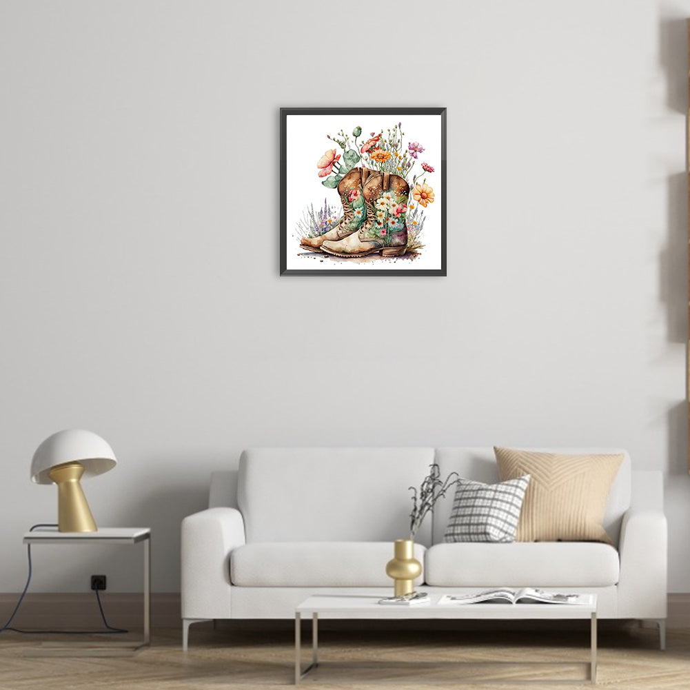 Flower Boots - Full Round Drill Diamond Painting 30*30CM