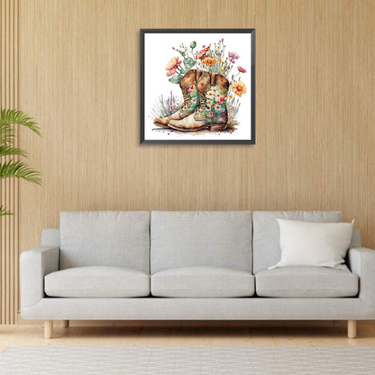 Flower Boots - Full Round Drill Diamond Painting 30*30CM